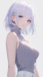 简约风格的银发动漫女孩