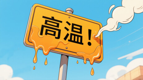 高温下的指示牌也开始融化