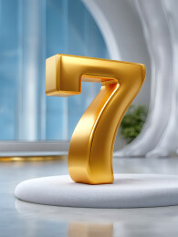金色立体数字7