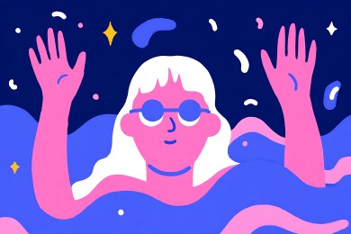 水中女子举手仰望