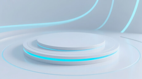 白色圆形平台蓝色边缘