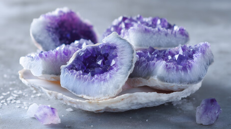紫水晶簇陈列特写