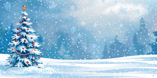 圣诞树与冬雪