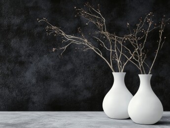 简约白瓶插干枝装饰画