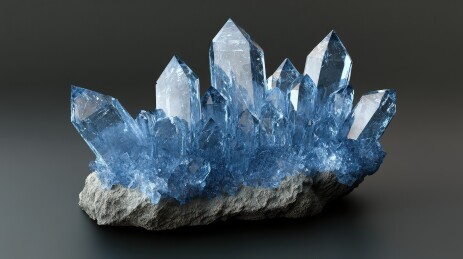 蓝色晶体簇特写神秘美景