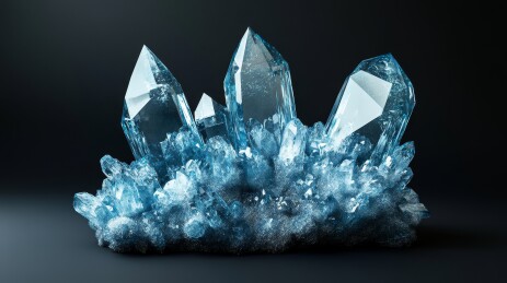 蓝色晶体簇特写神秘美景