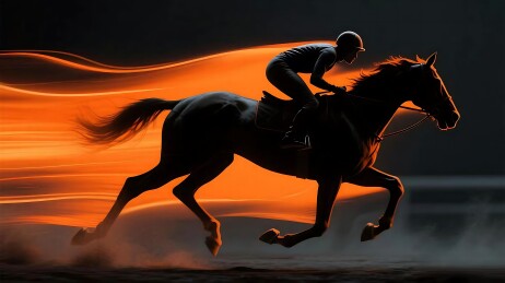 骏马奔腾的炽热剪影