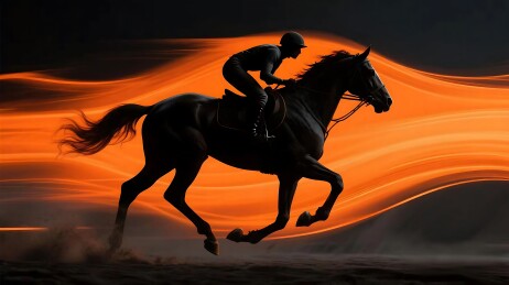 骏马奔腾的炽热剪影