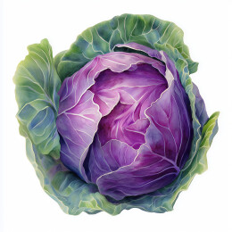 写实紫甘蓝水彩插画食材设计素材