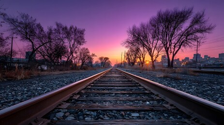 铁轨日落