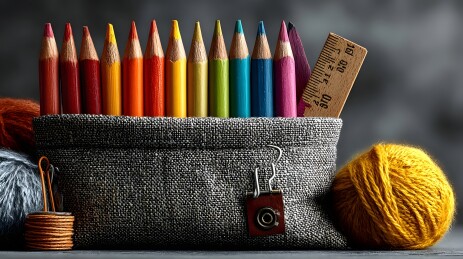 彩色铅笔与毛线