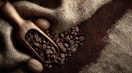 咖啡豆与麻布