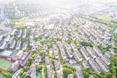 宁波城市居住小区建筑风景航拍