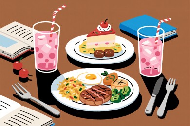 美味丰盛的餐点搭配饮品