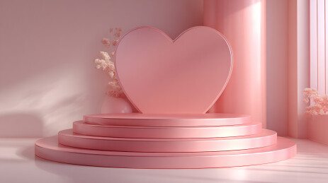 情人节粉色心形礼物场景布置