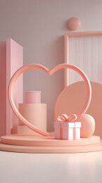 情人节粉色心形礼物场景布置