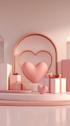 情人节粉色心形礼物场景布置