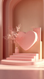 情人节粉色心形礼物场景布置