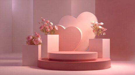 情人节粉色心形礼物场景布置