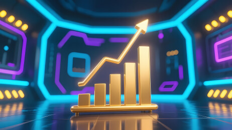 金色柱状图未来霓虹装饰