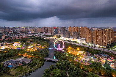 台风来临前的张家港暨阳湖