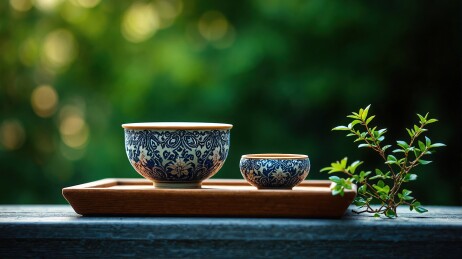 茶具与绿植