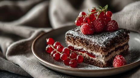 巧克力蛋糕与浆果