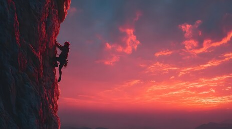 攀岩者日落挑战