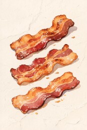 三根煎培根插画