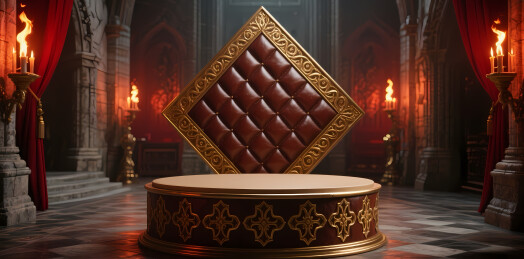 华丽宝座背景，金色装饰与红色帷幕