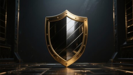 盾牌黑金调防护场景