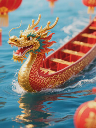 龙舟竞渡水上行