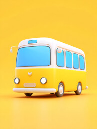 黄色卡通巴士展示