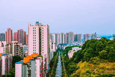 高空拍摄重庆合川区合阳大道城景