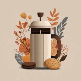 扁平风咖啡器具插画装饰画背景素材