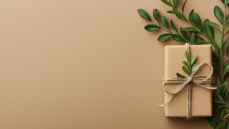 礼盒蕨叶简约摆拍摄影装饰设计素材