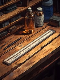 木质绘图桌上的透明尺子