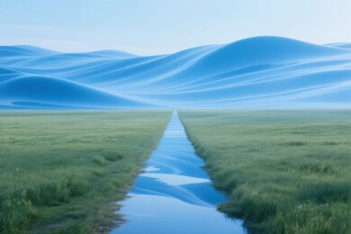 平静山水风景插画