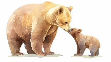 熊与幼崽站立画面