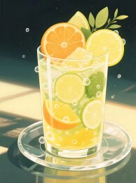 沁爽柑橘气泡饮品