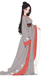 红腰带长裙女子特写