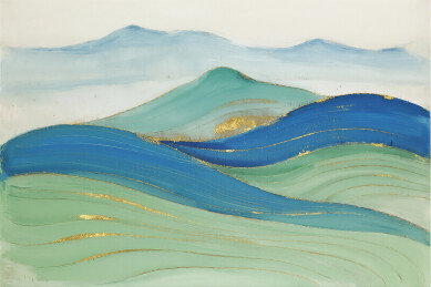 岩彩手绘山水插画