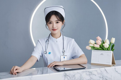 医院大堂服务台女护士
