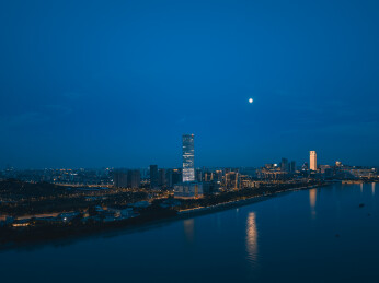 航拍浦东后滩夜景
