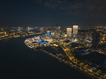 航拍上海西岸梦中心夜景