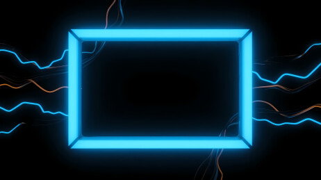 蓝色矩形框与电波