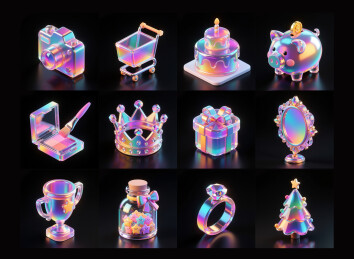 炫彩玻璃质感的物品图标