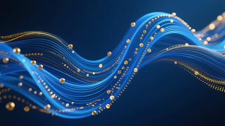 动态蓝色波浪与金色小球