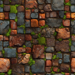 游戏风格鹅卵石地面纹理无缝贴图