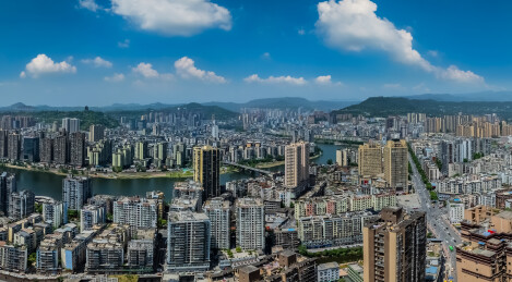 中国四川省巴中市主城区高楼大厦建筑